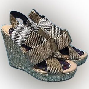 Lucky Brand Gold/Silver Wedge Sandals
